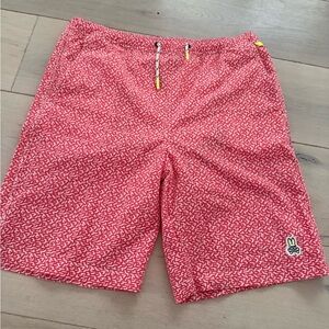 Psycho Bunny Red and White Patterned Swim Shorts